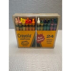 Vintage Crayola 24 Count Crayons Binney &‎ Smith No. 24 P Plastic Container USA